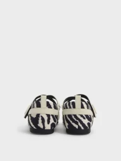Girls' Zebra-Print Crossover Mary Jane Sneakers