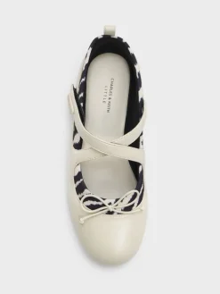Girls' Zebra-Print Crossover Mary Jane Sneakers