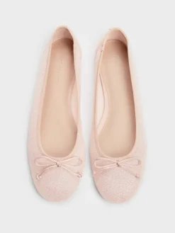 Glittered Mesh Bow Ballet Flats