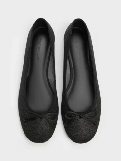 Glittered Mesh Bow Ballet Flats