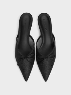 Glittered Mesh Bow Kitten Heels