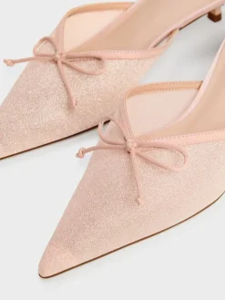 Glittered Mesh Bow Kitten Heels