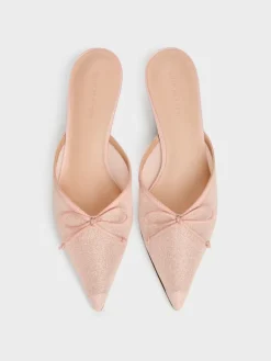Glittered Mesh Bow Kitten Heels