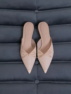 Glittered Mesh Bow Kitten Heels