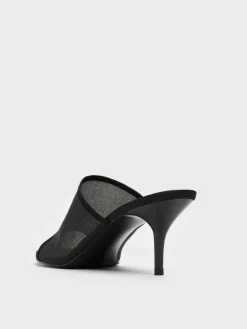 Glittered Mesh Heeled Mules