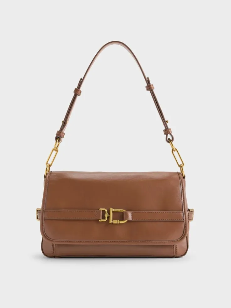 Gwynne Metallic-Buckle Belted Shoulder Bag