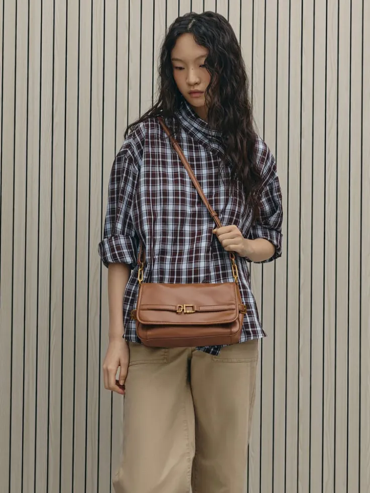 Gwynne Metallic-Buckle Belted Shoulder Bag