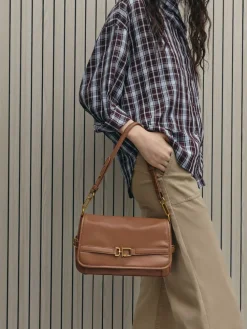 Gwynne Metallic-Buckle Belted Shoulder Bag