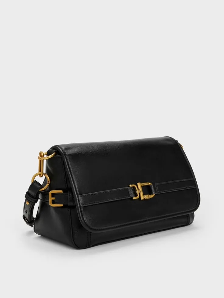 Gwynne Metallic-Buckle Belted Shoulder Bag