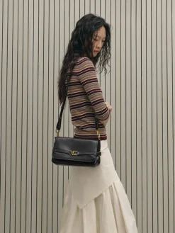 Gwynne Metallic-Buckle Belted Shoulder Bag