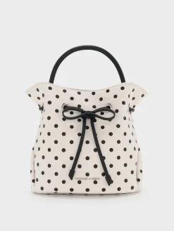Hazel Polka-Dot Bow Bucket Bag