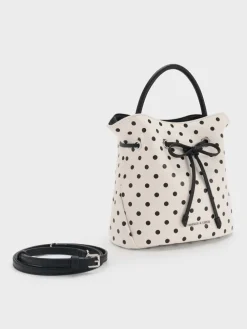 Hazel Polka-Dot Bow Bucket Bag