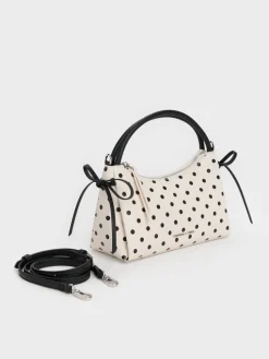 Hazel Polka-Dot Bow Top Handle Bag