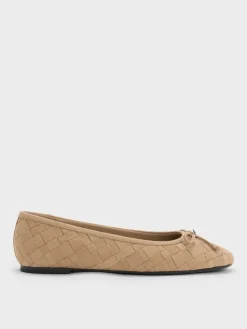 Ivette Faux Suede Woven Bow Ballet Flats