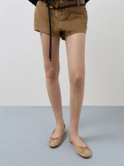 Ivette Faux Suede Woven Bow Ballet Flats