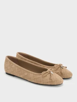 Ivette Faux Suede Woven Bow Ballet Flats
