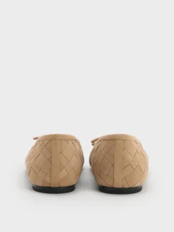 Ivette Faux Suede Woven Bow Ballet Flats