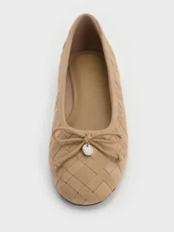 Ivette Faux Suede Woven Bow Ballet Flats