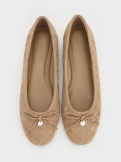 Ivette Faux Suede Woven Bow Ballet Flats