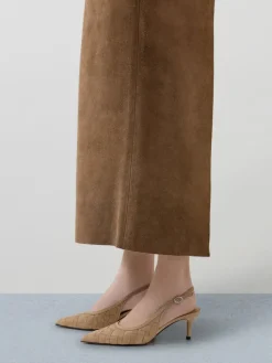 Ivette Faux Suede Woven Pointed Slingback Pumps
