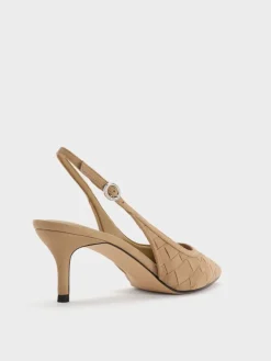 Ivette Faux Suede Woven Pointed Slingback Pumps