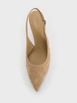 Ivette Faux Suede Woven Pointed Slingback Pumps