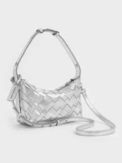 Ivette Metallic Woven Shoulder Bag