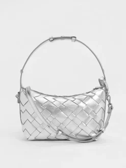 Ivette Metallic Woven Shoulder Bag