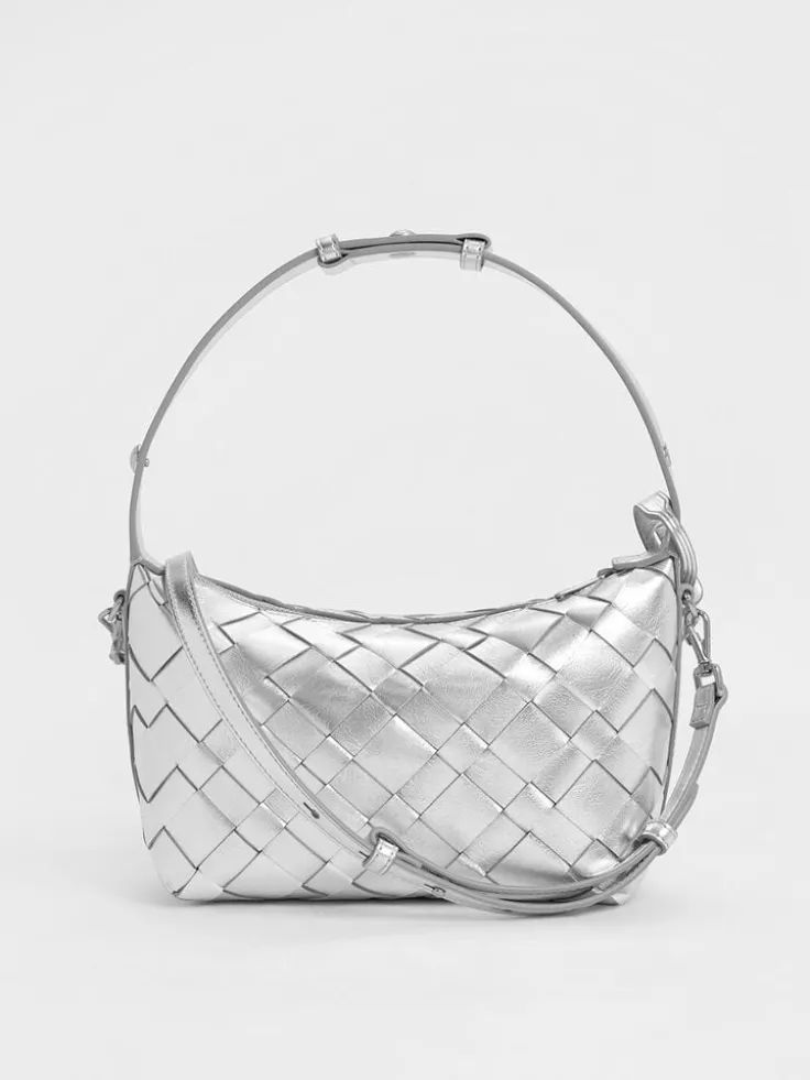 Ivette Metallic Woven Shoulder Bag