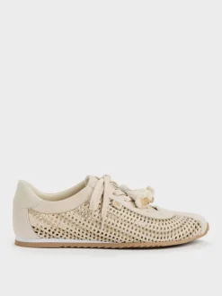Jace Crochet & Suede Flower Sneakers