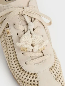 Jace Crochet & Suede Flower Sneakers