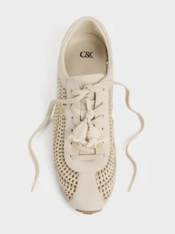 Jace Crochet & Suede Flower Sneakers