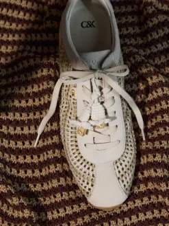 Jace Crochet & Suede Flower Sneakers