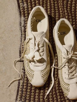 Jace Crochet & Suede Flower Sneakers
