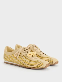 Jace Crochet & Suede Flower Sneakers