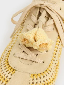 Jace Crochet & Suede Flower Sneakers