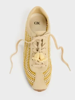Jace Crochet & Suede Flower Sneakers