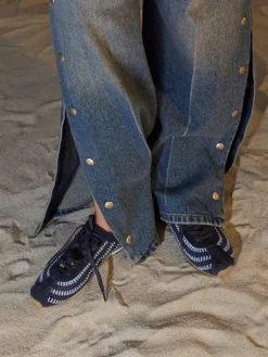 Jace Crochet & Suede Flower Sneakers