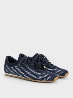 Jace Crochet & Suede Flower Sneakers