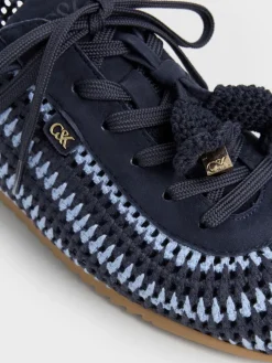 Jace Crochet & Suede Flower Sneakers