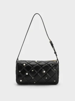 Janie Quilted Pearl Shoulder Bag