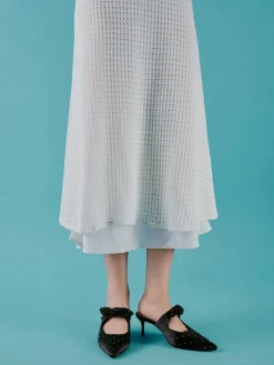 Jayce Dotted Knot-Bow Kitten-Heel Mules