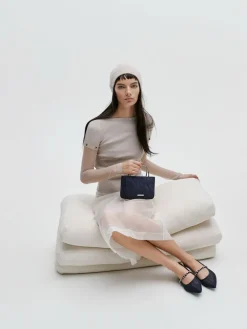 Jennis Lace & Satin Top Handle Bag