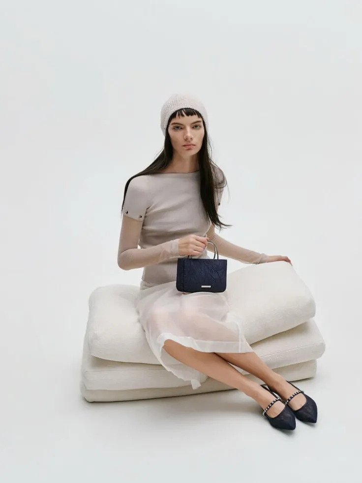Jennis Lace & Satin Top Handle Bag