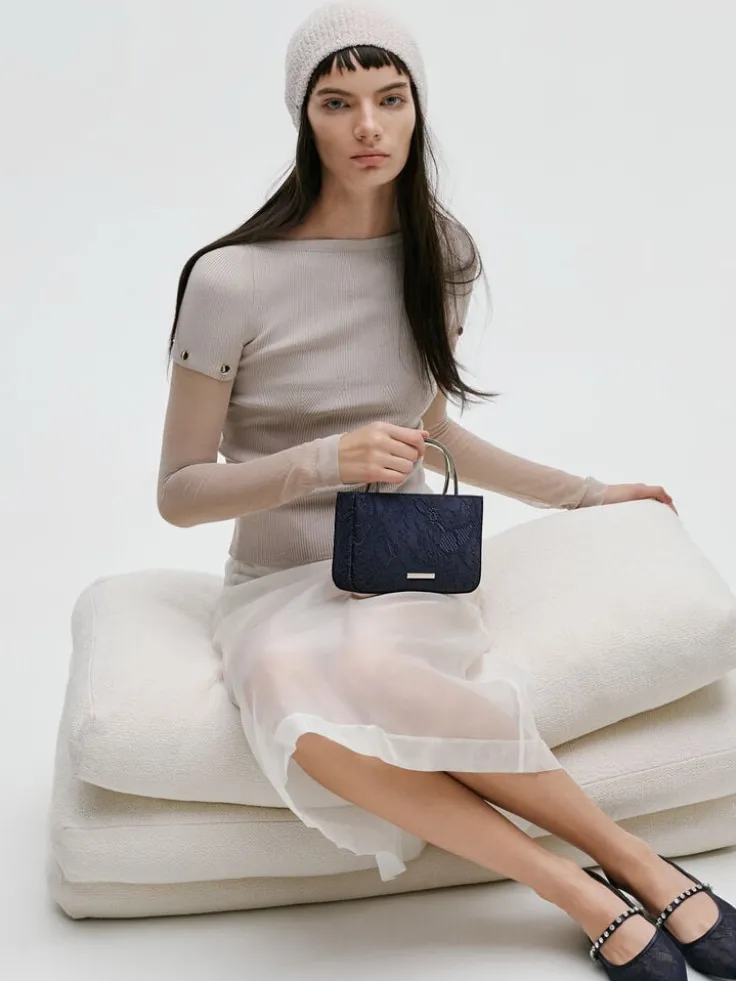 Jennis Lace & Satin Top Handle Bag