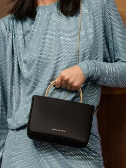Jennis Satin Crystal Top Handle Bag