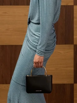 Jennis Satin Crystal Top Handle Bag