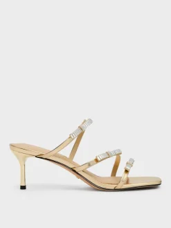 Jessy Leather Gem-Bow Heeled Sandals