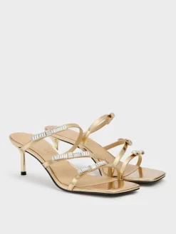 Jessy Leather Gem-Bow Heeled Sandals