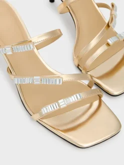 Jessy Leather Gem-Bow Heeled Sandals